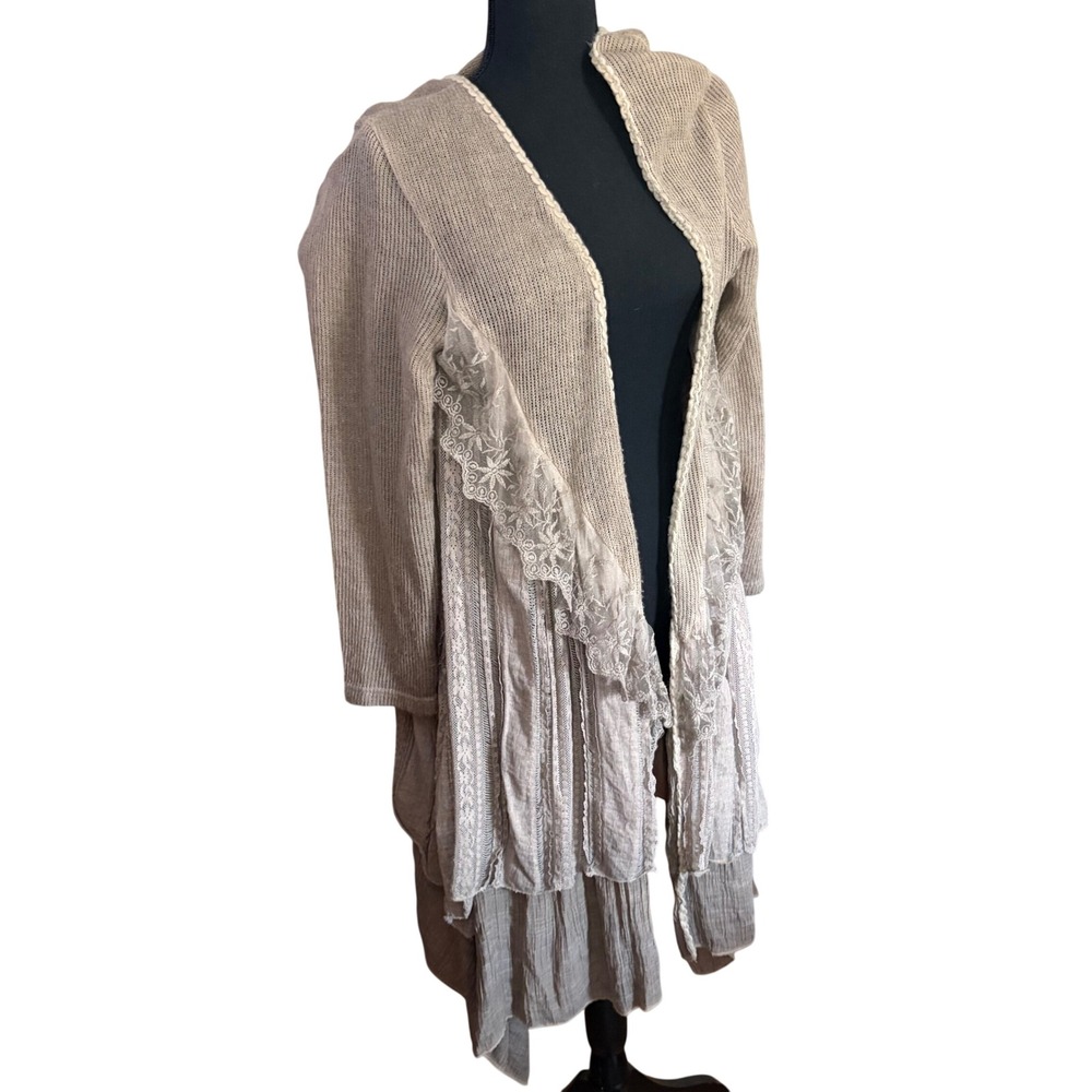 Forest Fairy Boho Cardigan Size 3X Brown Granola Lagenlook Crochet Shabby Chic